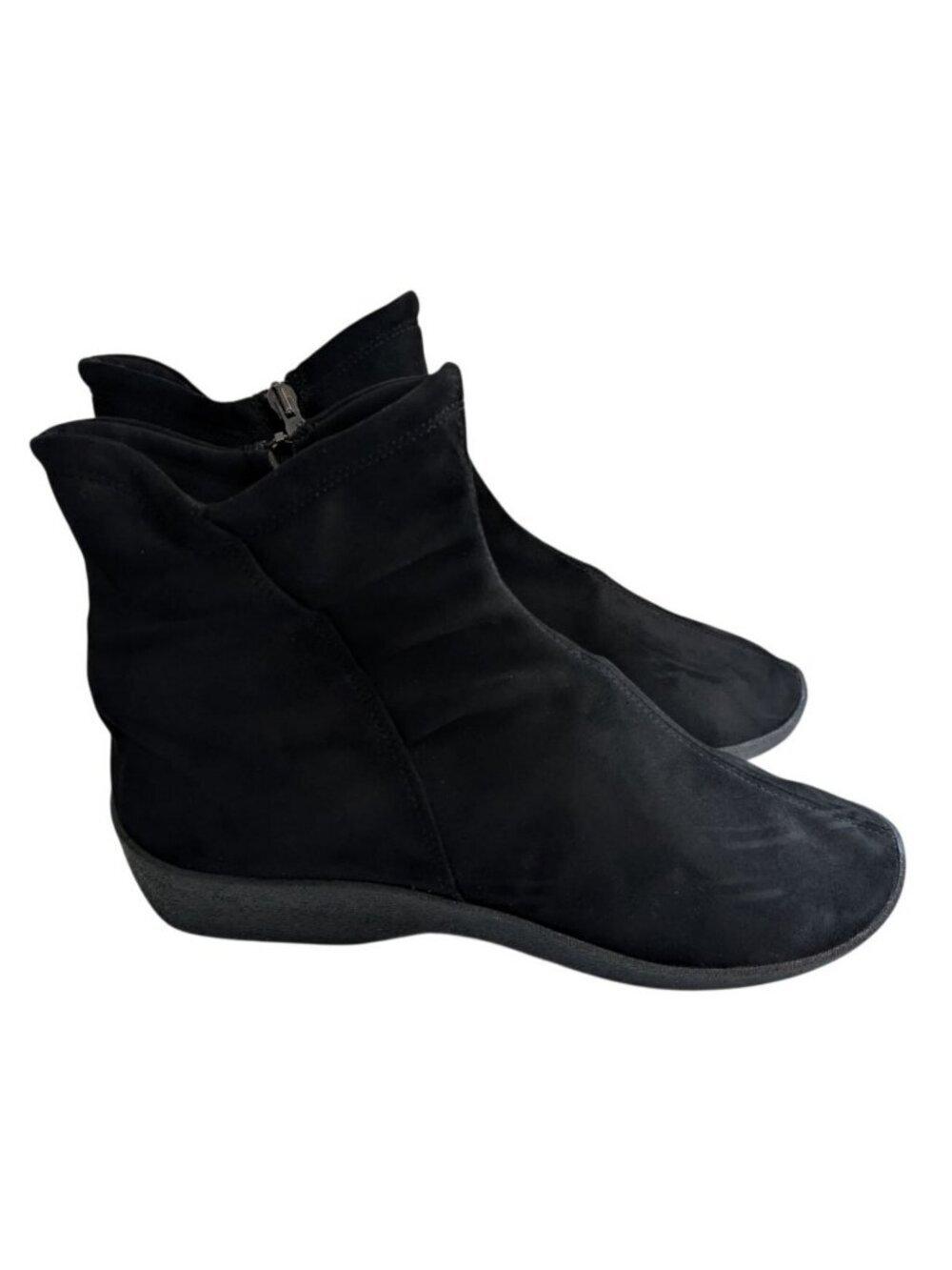 Arcopedico Lytech Vegan Suede Wedge Ankle Boots Black Side Zip Comfort Size 11